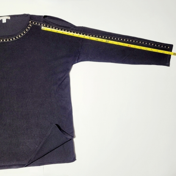 Westport Cold Shoulder Studded Black Knit Pop Over Sweater (XL) - Picture 10 of 11